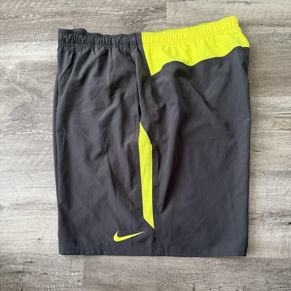 NIKE Contend Volley 9-Inch Swim Trunks Mens BIG 4XL Neon Yellow / Grey No Liner